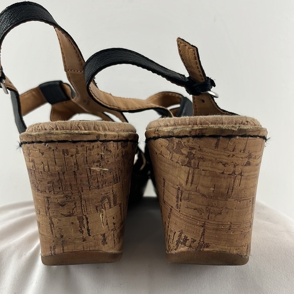 Born Concept Leather Strappy Sandals w/ Cork Wedge Heels - Picture 8 of 8